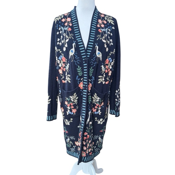 Johnny Was Navy Brooke Cardigan size M - Picture 3 of 8